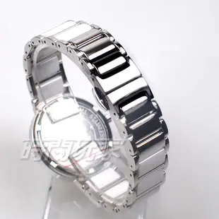 TIVOLINA 寶石切割鏡面 陶瓷錶 防水 藍寶石水晶鏡面 日期 對錶 白色 MAW3762-G+LAW3762-G
