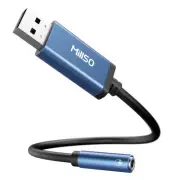 USB to 3.5mm Audio Jack Adapter, Sapphire Blue TRRS USB to AUX Audio Jack Ext...