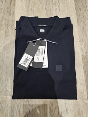 CP COMPANY METROPOLIS Rib Stretch Tipped Polo Shirt Size Small 46 Navy