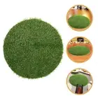 Artificial Grass Mat Green Fake Grass Turf Tile Placemat Round Fake Grass Pad