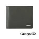 【CROCODILE】鱷魚皮件 真皮短夾 6卡 零錢包 零錢袋 男夾 0103-59031-黑色(WIND系列)