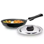 Futura Hard Anodised 22cm 4.06mm Frying Pan/Fry Pan/Skillet With Lid Cookware