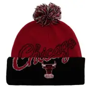 Chicago Bulls Mitchell & Ness Double Take HWC Cuffed Knit Pom Hat - Red/Black