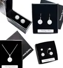 Decorum Quality Solid Sterling Silver 925 Pave Crystal Earrings or Necklace.