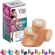 Kinesiology Sports Tape - Water & Sweat Resistant Therapeutic Tape for Performance Fitness Athletes, Protect & Assist Motion, Injury Recovery - Large Box 3 Rolls - Nude