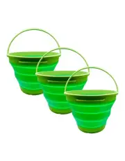 [BR Home] Foldable Collapsible Silicone Bucket 7L 3 Pack in Green