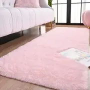 Small Runner Rugs for Bedroom Girls, 2x4 Fluffy Bedside Kids 2x4 Feet Pink