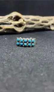 Native American Zuni Sleeping Beauty Snake eye Sterling Silver Ring Size 9