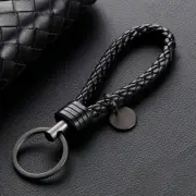 Black Car Keychain Leather Rope Strap Weave Keyring Key Ring Chain Key Accessory (for: Porsche)