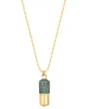 Gabi Rielle Rise Above the Crowd Collection 14K Over Silver CZ Pill Pendant Necklace NoSize NoColor