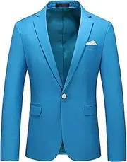 [JEShifangjiusu] Men's Party Suit - 1 Button - Solid Color - Casual Tuxedo Blazer for Themed Parties, Blue A2, M