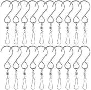 KUUQA 20 Pack Swivel Hooks Clips Wind Spinner S Hook Clips Hanging Wind Chimes Crystal Twisters Party Supplies (Silver)