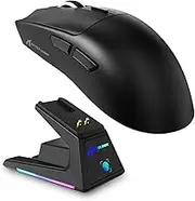 ATTACK SHARK X1 Superlight Wireless Gaming Mouse with RGB Magnetic Charging Dock, BT/2.4G/USB-C Wired Gaming Mouse, PAW3395PRO Sensor, 40000DPI, Office Mice for PC, Mac, PS5, Xbox - Black