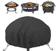 33.5 Inch Fire Pit Cover, Black Round Fire Pit Cover, Heavy Duty Waterproof Outdoor Fire Pit Bowl Cover Dustproof Anti UV and Tear Resistant Full Coverage Patio Round Fire Pit Fireplace Cover
