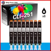 8PK CLI 251 CLI-251 Ink Cartridge Fit For PIXMA MG5420 MG5520 MG6420 Printer