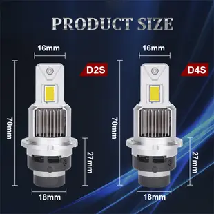 2 件 D4S D4R D2R D2S LED 大燈燈泡 6000K 白色轉換套件即插即用氙氣 HID 燈更換 CANB