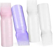 WRITWAA 4Pcs Hair Color Applicator Bottles Comb Oiling Bottles for Hair Dye Shampoo and Hair Care Reusable Root Comb Dispenser for Salon Home Use Capacity Scale for Easy