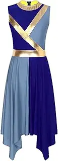 [Manyakai] Lyrical Dance Dress for Women Color Block Chiffon Patchwork Performance Costume Praise Dress Tunic