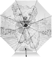 [PDZRMY] UV Protection Travel Umbrella Dog Street Painting Compact for Rain and Sun - Auto Open and Close UPF 50+ Windproof Portable 46” Sun Umbrella for Women and Men