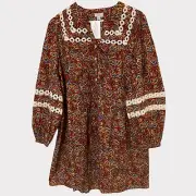 Mud Pie Barlow Printed Rust/Copper Dress Medium NWT