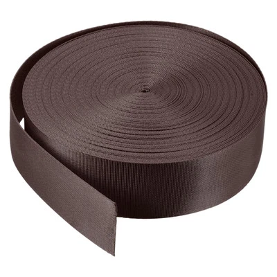 Flat Nylon Webbing Strap 1.5 Inch 25 Yards Brown for Backpack, Luggage-rack
