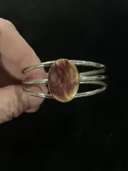 Navajo Geneva Ramone Purple Yellow Spiny Oyster Shell Bracelet Sterling Silver