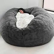 Generic Home Sponge Bed Bean Bag Chair Cover Slipcover, Large, Khaki