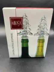2 MIKASA CHRISTMAS TREE CRYSTAL BOTTLE STOPPERS HOLIDAY CLASSICS NEW IN BOX