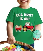 [Tstars] Easter Egg Hunt Tractor Loving Kids Toddler Kids T-Shirt 2T Green