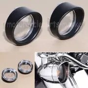 Turn Signal Lens Black Trim Ring Visor For Harley Softail Dyna Sportster XL 883