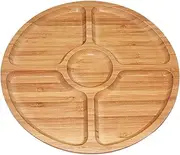 Bamboo Appetizer Platter | Bamboo Fruit Tray with 5 Compartments - Dessert Fruit Veggie Food Serve Plate Tray for, Family Dinner, Holiday and Home Warming Buniq
