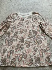 Croft & Barrow Women Paisley Long Sleeve Pullover Sweater Beige Size M