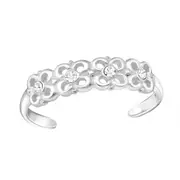 Sterling Silver Flowers Toe Ring