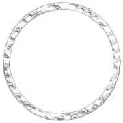 Focal, 10 Silver Plated Steel Double Sided Hammered 30mm Round Link Connectors