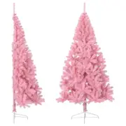 Artificial Half Christmas Tree with Stand Pink 240cm Xmas Decor