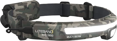 Liteband PRO 1500 Lumens LED Headlamp, Rechargeable, Camo, For Camping, Running,