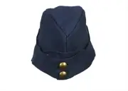 British Army Side Cap 1940's WW2 Forage Chip Hat Kings Crown-Blue Color (62 CM)