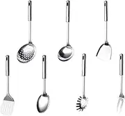 Cabilock Stainless Steel Kitchenware Set 7pc Utensil Set Spoons Easy to Clean Lightweight Portable