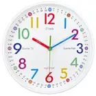 AIRUIFU Kids Wall Clock - Silent Teaching Clock for Kids' Room Decor, Colorfu...