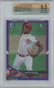 Hunter Greene 2018 Bowman Chrome Purple Refractor 1st Bowman #BCP48 BGS 9.5