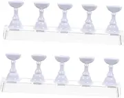 WOONEKY 2 Sets Nail Checkerboard Nail Art Practice Tool False Nail Holder Practice Stand Nail Tip Display Stand Nail Art Holder Base Manicure Accessory Manicure Nail Stand Nail Tip Stand