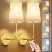Battery Operated Wall Sconce Set of 2, 15000mAh Rechargeable Wall Lights Gold