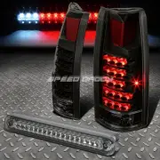 FOR C10 C/K PICKUP BLACK/SMOKE REAR LED BULB TAIL LIGHT+3RD ROOF BRAKE LAMPS
