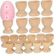 TOPPERFUN 24Pcs Wooden Egg Holders Hand Painted Egg Tray for DIY Crafts Smooth Surface for Playtime Kitchen Decor and Breakfast Presentation