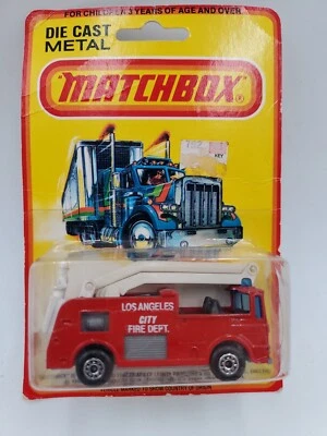 Lesney MATCHBOX Superfast #63 Snorkel Red / Los Angeles Fire SILVER BASE 1980