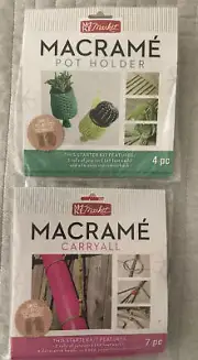 Lot of 2 Macrame Hanging Carryall, Pot Holder Starter Kit Jute Cord DIY