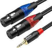 Disino Dual Female XLR to 3.5mm Y-Splitter Cable, Unbalanced XLR Female to 1/8 Inch Mini Jack TRS Stereo Aux Interconnect Audio Mic Breakout Patch Cord - 3.3 Feet/1 Meter