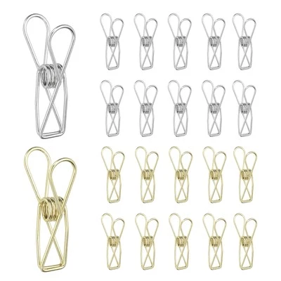 50Pcs 1.26" Paper Office Binder Clips, Metal Paper Clamps, Silver/Gold