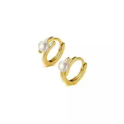 ANYCO Fashion Earrings Gold Trendy Statement Natural Pearl Circle Hoop for Women Huggies Pendiente Fine Piercing Jewelry