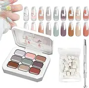 Nail Gel Paint Palette - 9 Colors Women Nail Craft Painting Gel,Sponges and Metal Grabber Attached Manicure Polish for Professionals Salon Wedding Gathering Home
